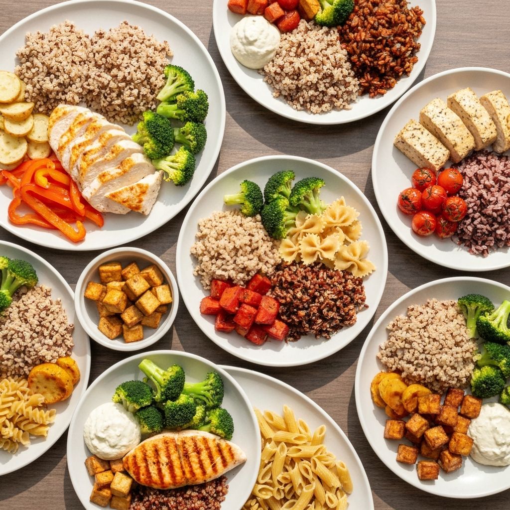 Variety of balanced meals